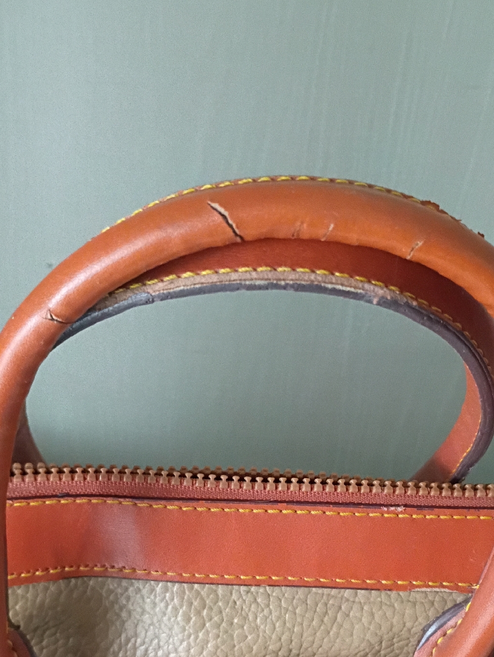 Vintage Dooney & Bourke All-Weather Pebbled Two-Tone Leather Satchel - Picture 15 of 15